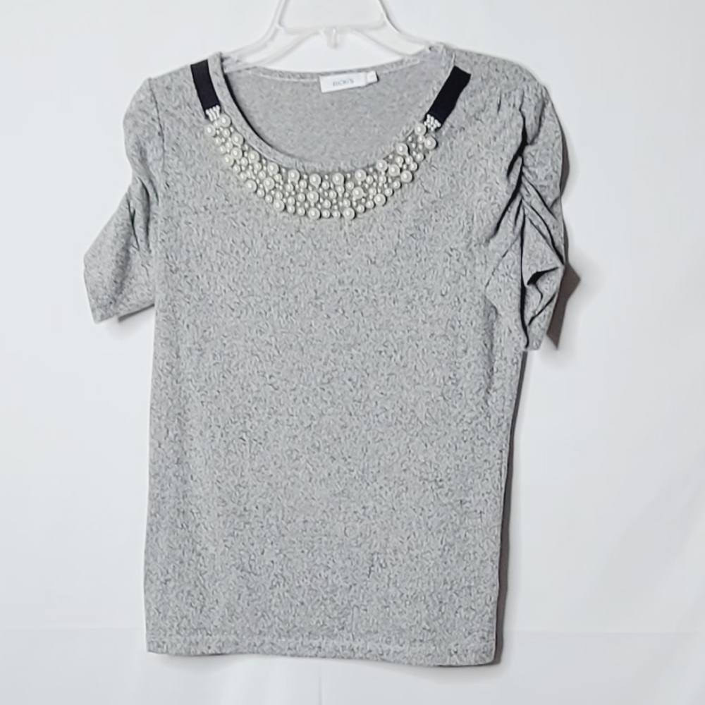 Ricki's scoop neck pearl embellished neckline top